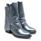 BOTAS COWBOY DE PIEL PLOMO METALIZADO TACHUELAS FLORENCE PORRONET - Querol online
