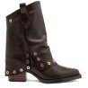 BOTAS DOBLE FAZ DE PIEL MOKA CON TACHUELAS FLAVIA PORRONET