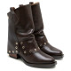 BOTAS DOBLE FAZ DE PIEL MOKA CON TACHUELAS FLAVIA PORRONET - Querol online