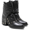 BOTAS DOBLE FAZ DE PIEL NEGRO CON TACHUELAS FLAVIA PORRONET