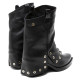 BOTAS DOBLE FAZ DE PIEL NEGRO CON TACHUELAS FLAVIA PORRONET - Querol online