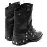 BOTAS DOBLE FAZ DE PIEL NEGRO CON TACHUELAS FLAVIA PORRONET