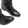 BOTAS DOBLE FAZ DE PIEL NEGRO CON TACHUELAS FLAVIA PORRONET