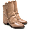BOTAS DOBLE FAZ DE PIEL TAUPE CON TACHUELAS FLAVIA PORRONET