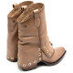 BOTAS DOBLE FAZ DE PIEL TAUPE CON TACHUELAS FLAVIA PORRONET - Querol online