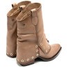 BOTAS DOBLE FAZ DE PIEL TAUPE CON TACHUELAS FLAVIA PORRONET