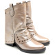 BOTAS DOBLE FAZ DE PIEL PLATINO CON TACHUELAS FAITH PORRONET - Querol online