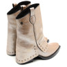 BOTAS DOBLE FAZ DE PIEL PLATINO CON TACHUELAS FAITH PORRONET
