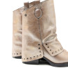 BOTAS DOBLE FAZ DE PIEL PLATINO CON TACHUELAS FAITH PORRONET