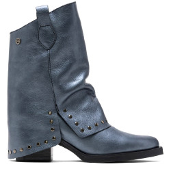 BOTAS DOBLE FAZ DE PIEL PLOMO CON TACHUELAS FAITH PORRONET - Querol online