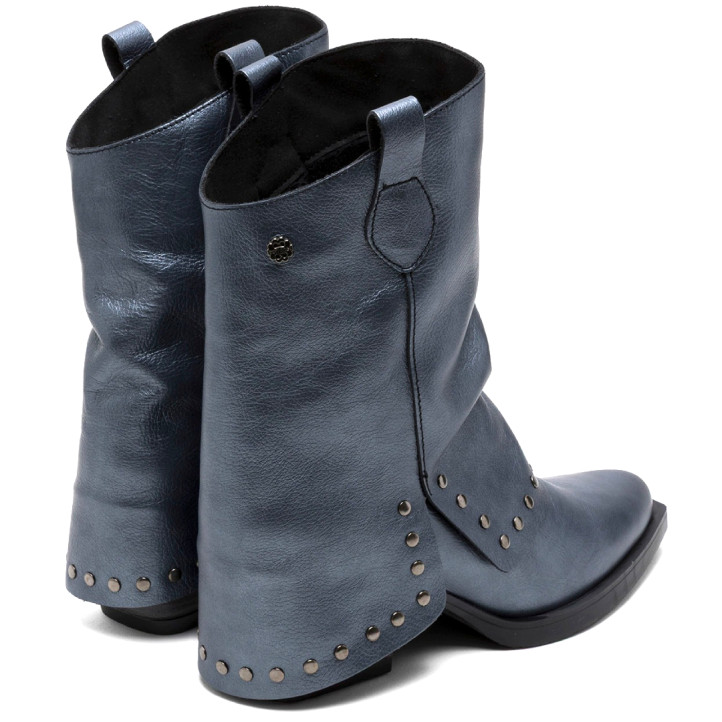 BOTAS DOBLE FAZ DE PIEL PLOMO CON TACHUELAS FAITH PORRONET - Querol online