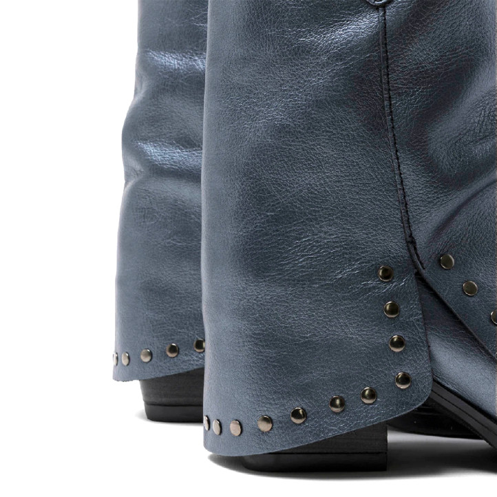 BOTAS DOBLE FAZ DE PIEL PLOMO CON TACHUELAS FAITH PORRONET - Querol online
