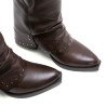 BOTAS DOBLE FAZ DE PIEL MOKA CON TACHUELAS FIORELLA PORRONET