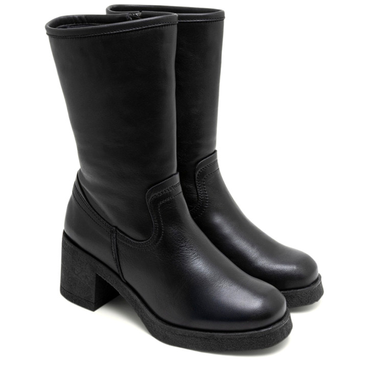 BOTAS DE PIEL CON CREMALLERA NEGRO MARNI PORRONET - Querol online