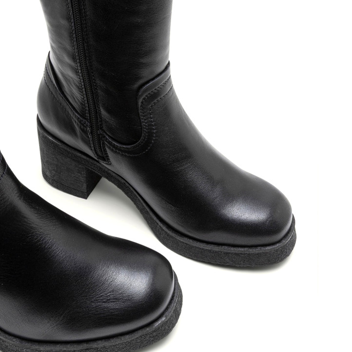 BOTAS DE PIEL CON CREMALLERA NEGRO MARNI PORRONET - Querol online