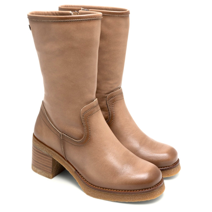 BOTAS DE PIEL CON CREMALLERA TAUPE MARNI PORRONET - Querol online