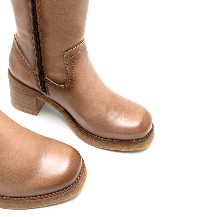 BOTAS DE PIEL CON CREMALLERA TAUPE MARNI PORRONET - Querol online