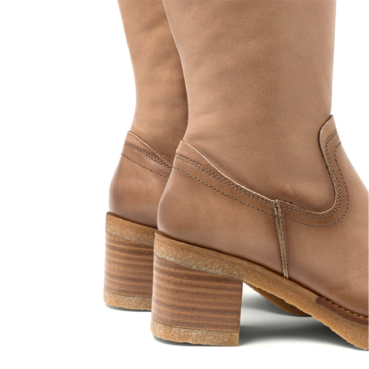 BOTAS DE PIEL CON CREMALLERA TAUPE MARNI PORRONET - Querol online