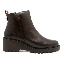 BOTINES DE PIEL CON CUÑA Y CREMALLERA NEGRA ELENA PORRONET - Querol online