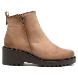 BOTINES DE PIEL CON CUÑA Y CREMALLERA TAUPE ELENA PORRONET - Querol online