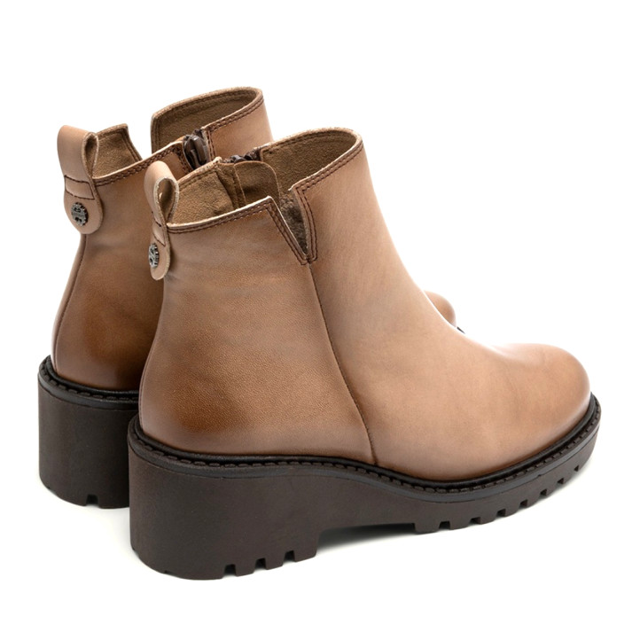 BOTINES DE PIEL CON CUÑA Y CREMALLERA TAUPE ELENA PORRONET - Querol online
