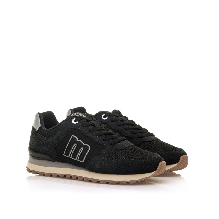 Zapatillas deportivas Mustang joggo track negras con acabados negros y grises - Querol online