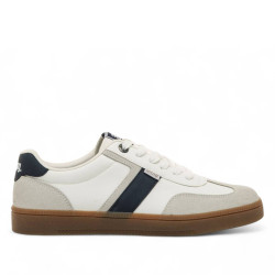 Zapatillas deportivas Mustang goal blancas con detalles azules y grises - Querol online