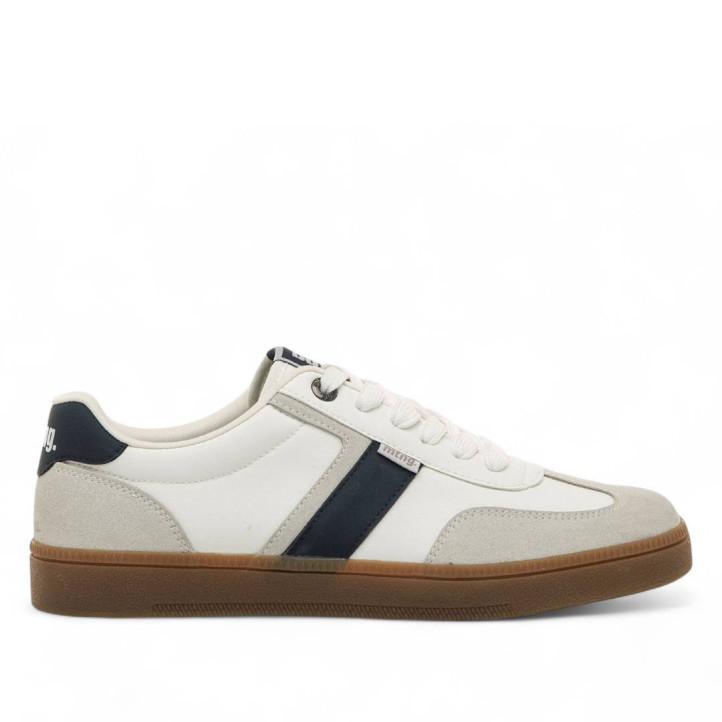 Zapatillas deportivas Mustang goal blancas con detalles azules y grises - Querol online