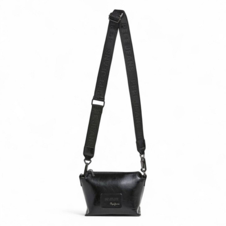 Bolso Pepe Jeans edith glossy negro estilo bandolera - Querol online