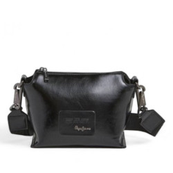 Bolso Pepe Jeans edith glossy negro estilo bandolera - Querol online