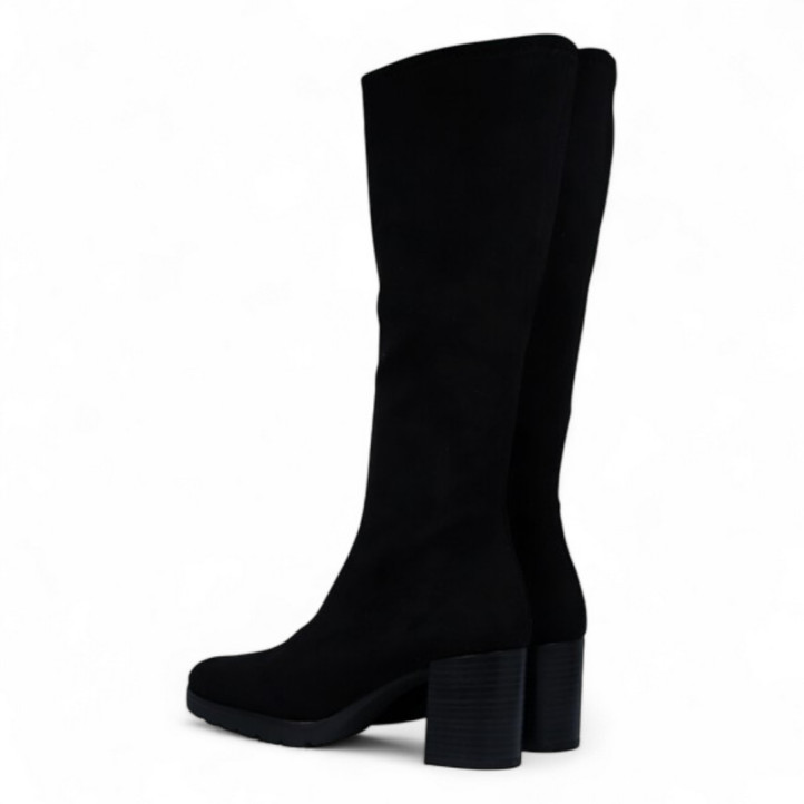 Botas tacón Miss Elastic negras de lycra de caña alta - Querol online
