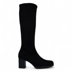 Botas tacón Miss Elastic negras de lycra de caña alta - Querol online