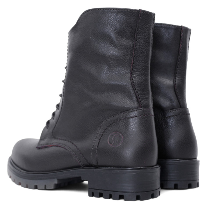 Botines planos Coronel Tapioca marrones de piel con cordones, cremallera lateral y lengüeta alta - Querol online