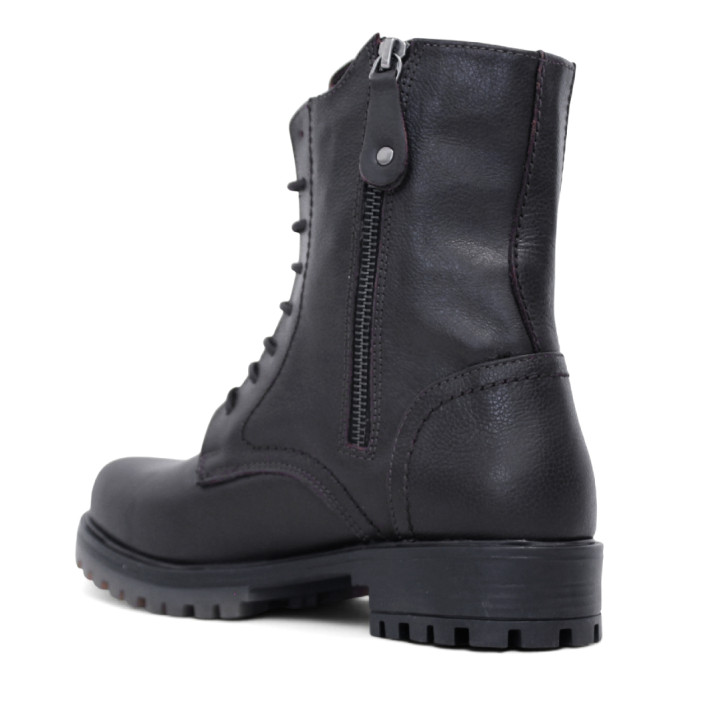 Botines planos Coronel Tapioca marrones de piel con cordones, cremallera lateral y lengüeta alta - Querol online