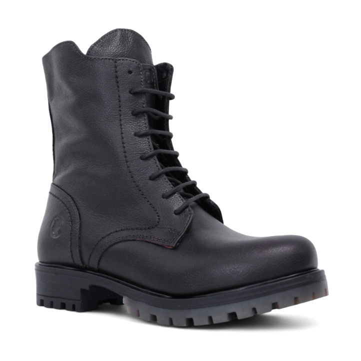 Botines planos Coronel Tapioca marrones de piel con cordones, cremallera lateral y lengüeta alta - Querol online