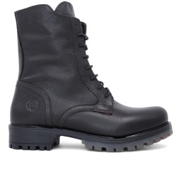 Botins plans Coronel Tapioca marrons de pell amb cordons, cremallera lateral i llengüeta alta - Querol online