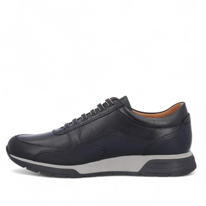 Zapatos sport Kangaroos negros con cordón elástico y cremallera laterla con suela blanca y negra - Querol online