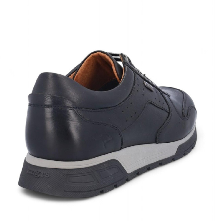 Zapatos sport Kangaroos negros con cordón elástico y cremallera laterla con suela blanca y negra - Querol online
