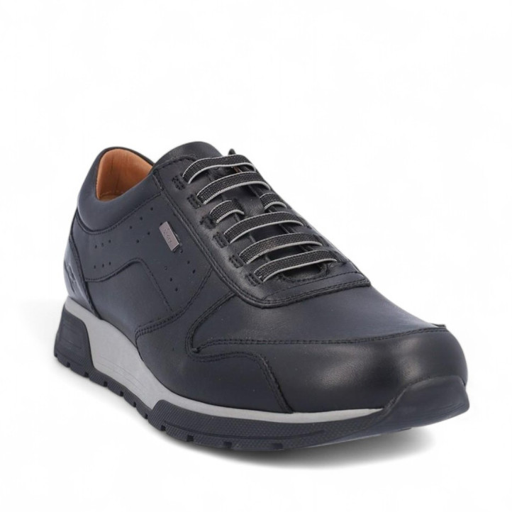 Zapatos sport Kangaroos negros con cordón elástico y cremallera laterla con suela blanca y negra - Querol online