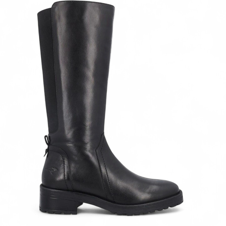 Botas planas Kangaroos negras con elástico posterior y cremallera interior de caña alta - Querol online