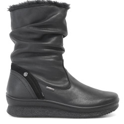 Botes planes Imac negres de pell amb la canya arrugada i pelito interior - Querol online