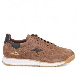 Zapatos sport Kangaroos marrones con panel trasero negro y detalle en forma de canguro - Querol online