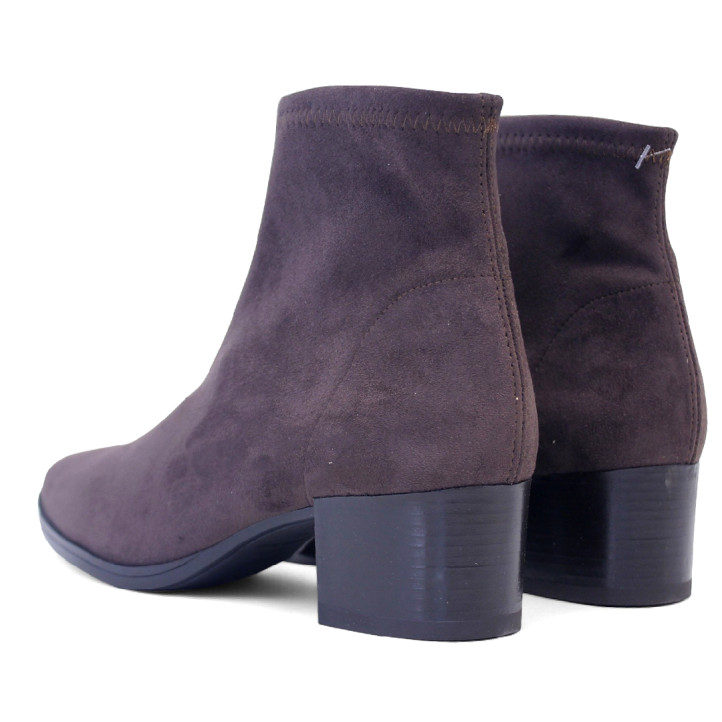 Botins de taló Miss Elastic marró xocolata de lycra efecte mitjó - Querol online
