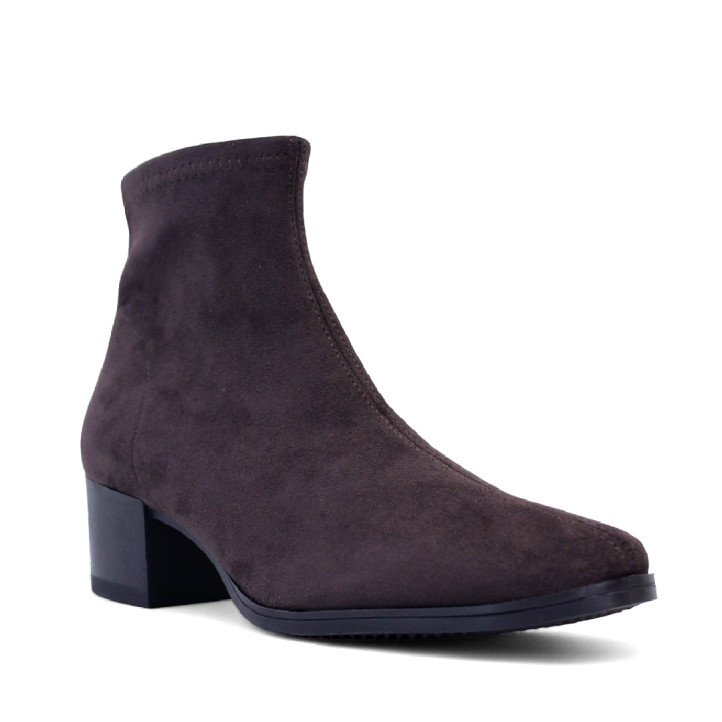 Botins de taló Miss Elastic marró xocolata de lycra efecte mitjó - Querol online
