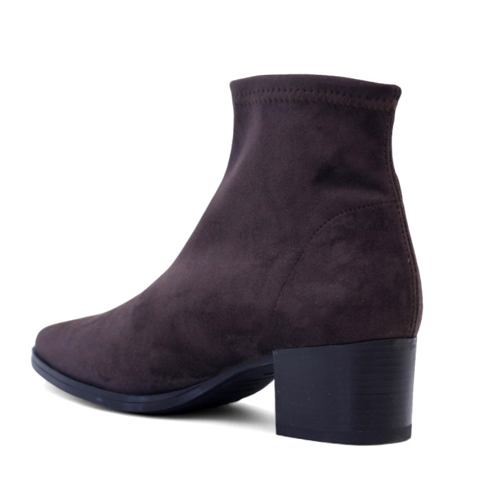 Botins de taló Miss Elastic marró xocolata de lycra efecte mitjó - Querol online