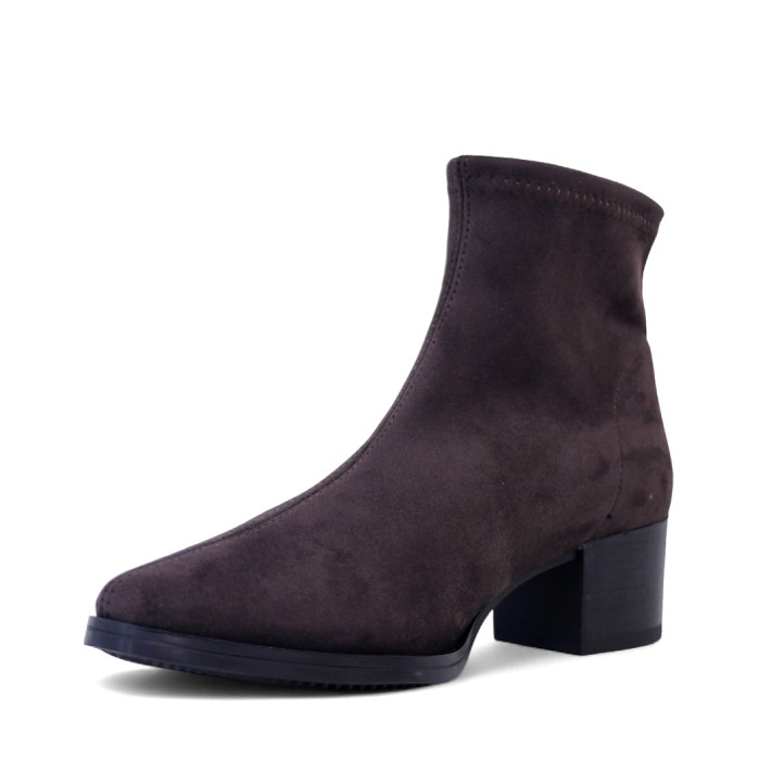 Botins de taló Miss Elastic marró xocolata de lycra efecte mitjó - Querol online