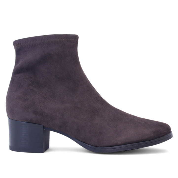 Botins de taló Miss Elastic marró xocolata de lycra efecte mitjó - Querol online