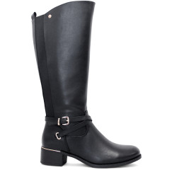 Botes planes Owel lyon negres amb sivella decorativa i elástic posterior - Querol online