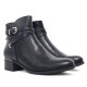 Botines planos Owel nice negros con hebilla decorativa dorada en el tobillo - Querol online
