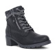 Botines tacón Owel lille negros con cremallera doble y cordones y cuello de punto - Querol online